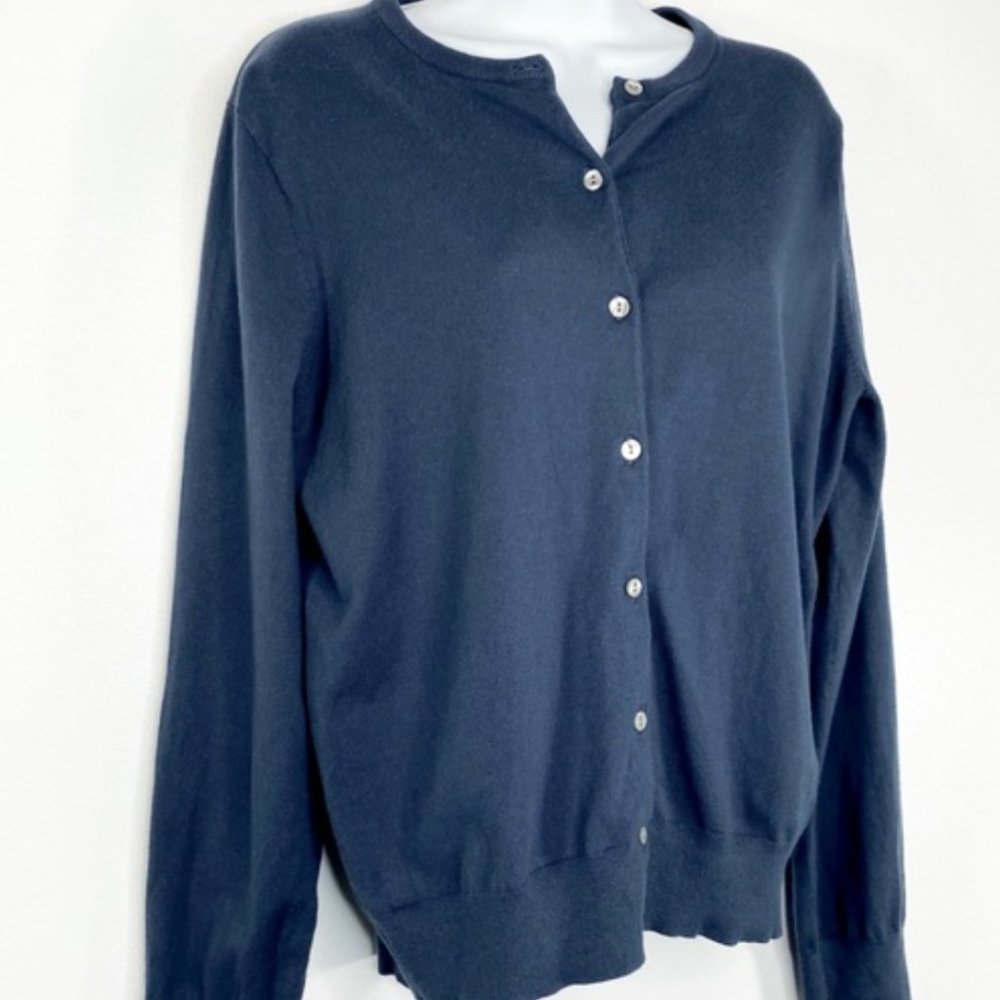 navy cardigan